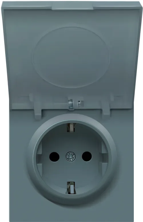 Накладка для розетки Schuko с крышкой, 16A 250 В~, матовый изумруд, серия R98