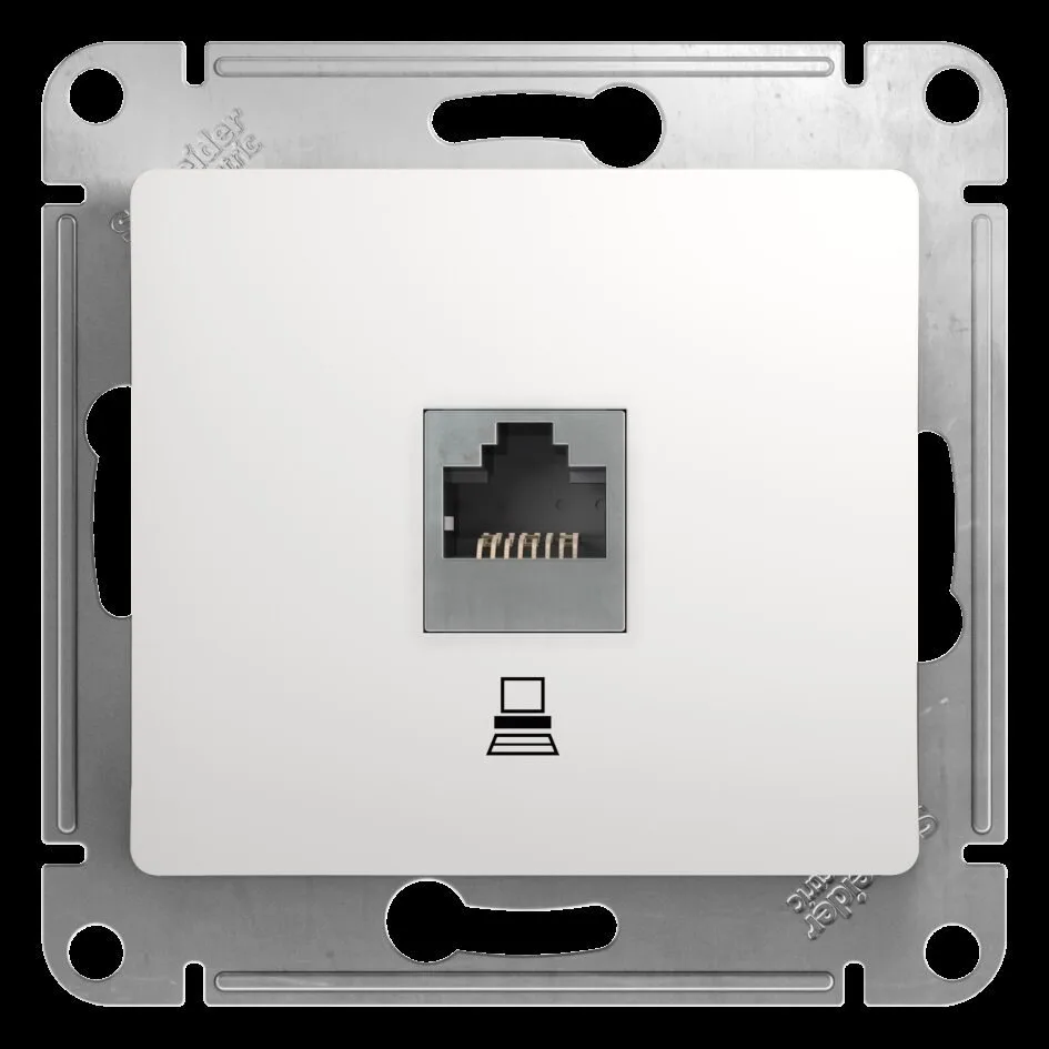 Компьютерная розетка Systeme Electric Glossa, RJ45 кат.5E, механизм, белый