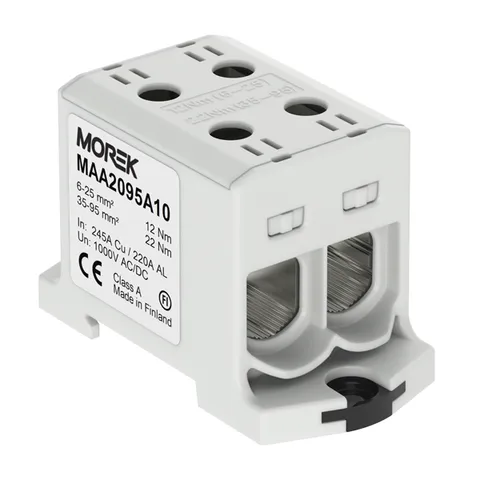 Клемма Morek OTL95-2 серая, 2xAl/Cu 6_95mm², 245(CU)/220(AL)A на клемму, 1000V, винтовые зажимы