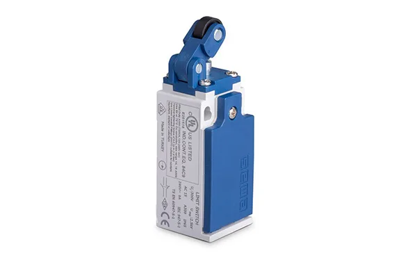 Выключатель концевой L5, 1NO+1NC, 3A 240V AC-15, пласт. нажимной рычаг с роликом 14mm, пластиковый корпус, IP65