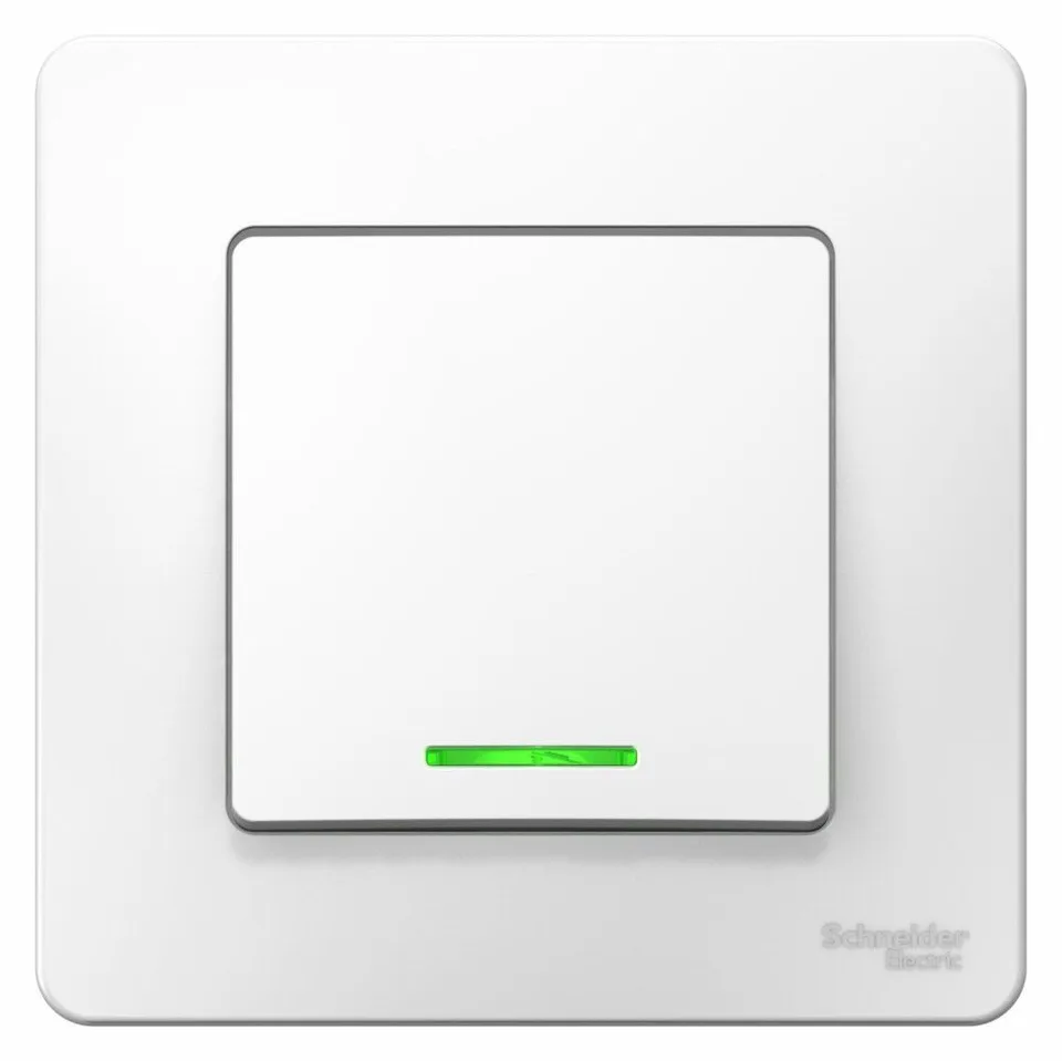 Выключатель Systeme Electric Blanca, скрытой установки 1-клавишный (cх.1) с подсветкой, 6А, 250B, белый