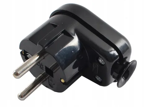 Вилка угловая 2P+E 16A, 250V, черный