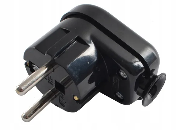 Вилка угловая 2P+E 16A, 250V, черный