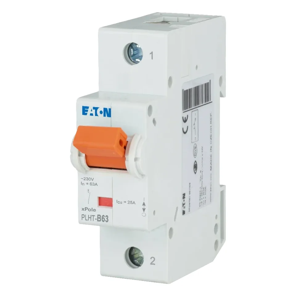 PLHT-B63/1, Автоматический выключатель PLHT, хар.B, 1-полюсный, Icn=25kA, In=63A
