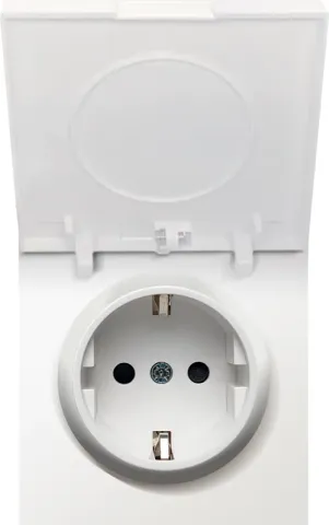 Накладка для розетки Schuko с крышкой, 16A 250 В~, матовый жасмин, серия R98