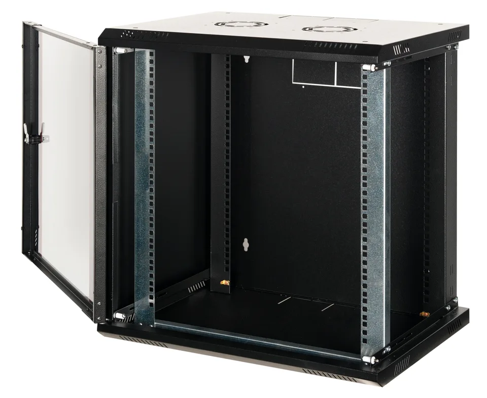 Щит телекоммуникационный 19", 6U, ВxШxГ 367x600x450мм, PROlineB, навесной, дверь стекло с перфор. по бокам, черный