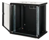 Щит телекоммуникационный 19", 9U, ВxШxГ 500x600x450мм, PROlineB, навесной, дверь стекло с перфор. по бокам, черный