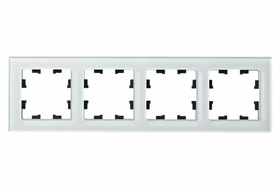 Рамка Systeme Electric AtlasDesign, 4-постовая, стекло белый