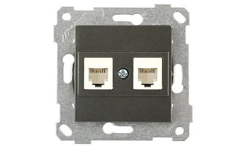 Rita - Розетка 2хRJ-45 кат. 6 UTP, дымчатый