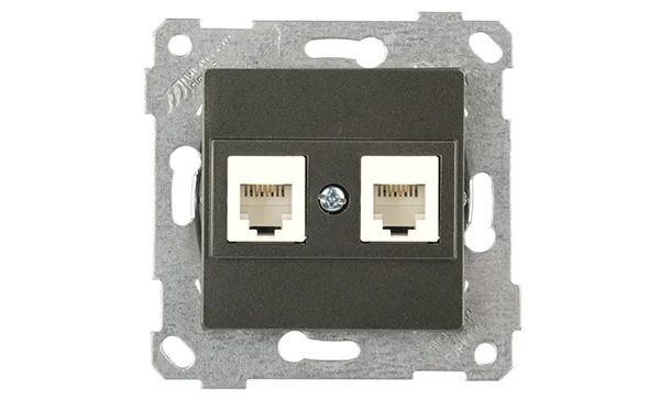 Rita - Розетка 2хRJ-45 кат. 6 UTP, дымчатый
