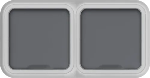 Розетка 2-я с защитной крышкой, 2К+З, накладная, цвет серый, IP55, серия W55