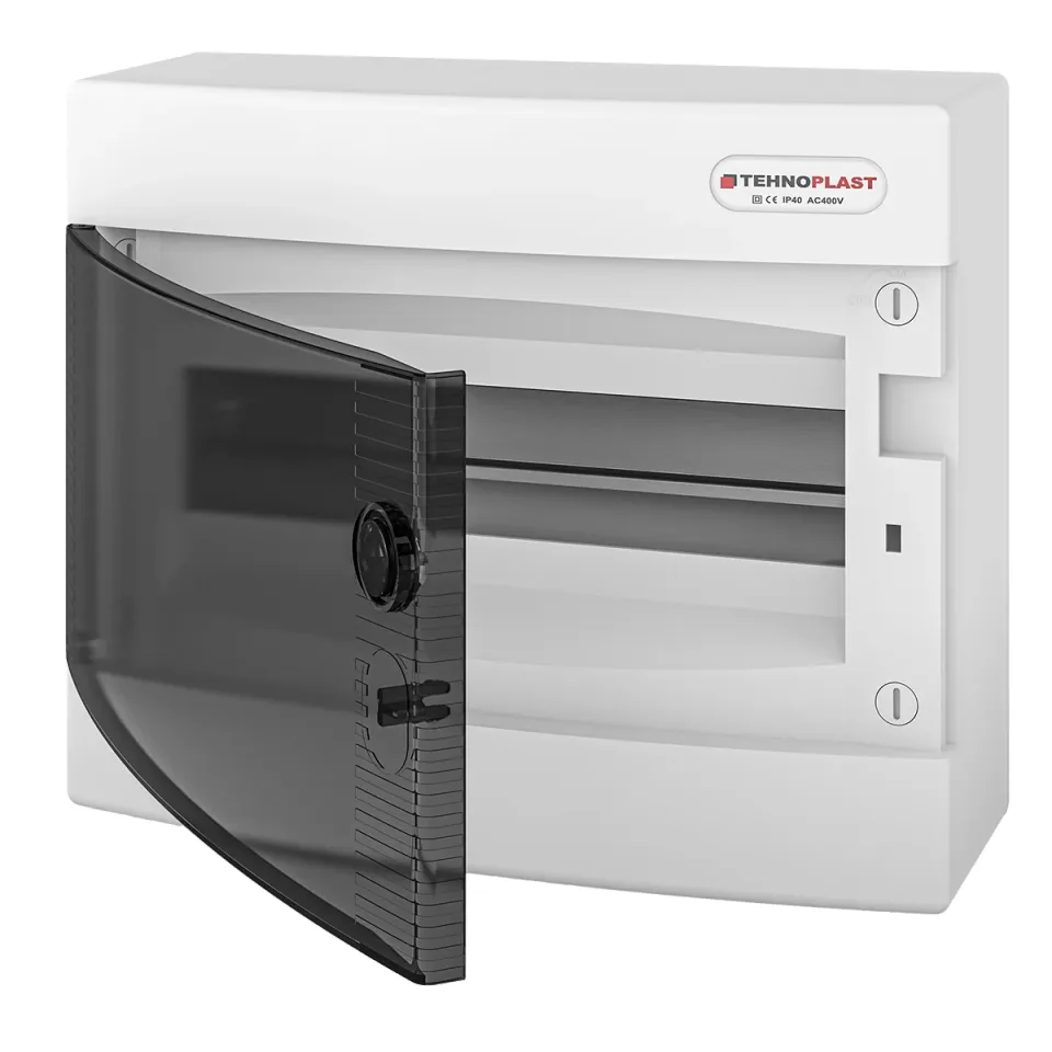 N12C, Щит навесной, 1 ряд, 12 мод., прозрач. дверца, IP40