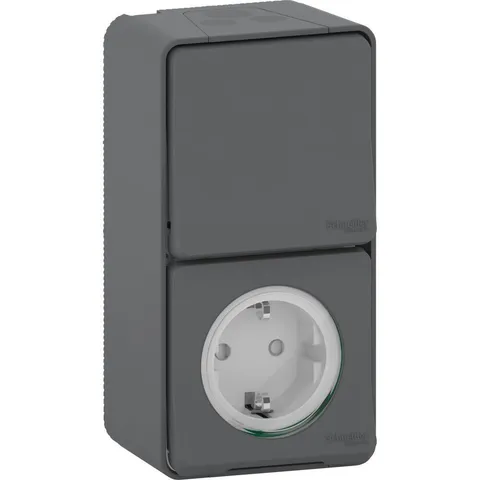 Блок Schneider Electric Mureva, S, розетка + переключатель, открытой установки, антрацит, IP55