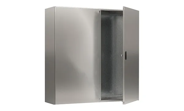Щит ECOR моноблочный 1200x1000x300мм (ВxШxГ) из нерж. стали навесной с монт. панелью двудверный, ригельный замок, дно глухое, IP55