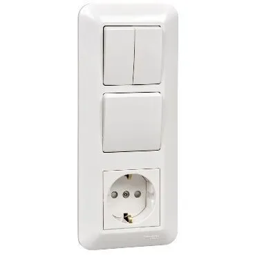 Блок Systeme Electric Blanca, прима скрытой установки рсзк+В1КЛ.+В2КЛ. (250В, выкл.6А, роз.16А, защ. шторками)белый. Россия