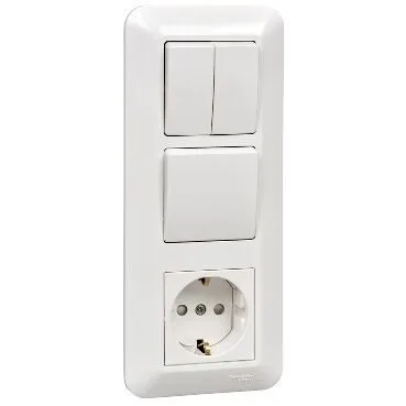 Блок Systeme Electric Blanca, прима скрытой установки рсзк+В1КЛ.+В2КЛ. (250В, выкл.6А, роз.16А, защ. шторками)белый. Россия