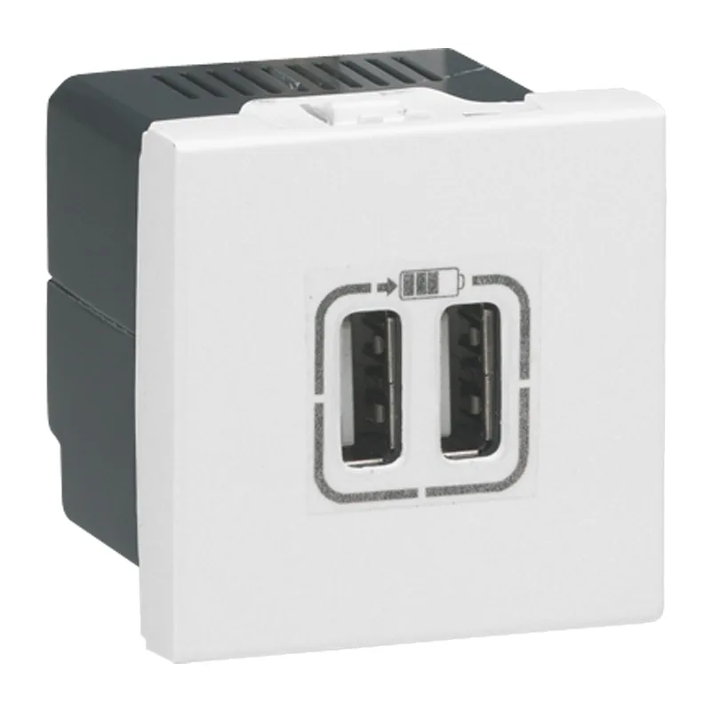 Mosaic - Розетка 2xUSB, 5В, 2400мА, 2М, белый