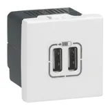 Mosaic - Розетка 2xUSB, 5В, 2400мА, 2М, белый