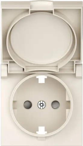 Накладка для розетки Schuko с заземлением, с крышкой, 16A 250 В~, матовый кремовый, серия A07
