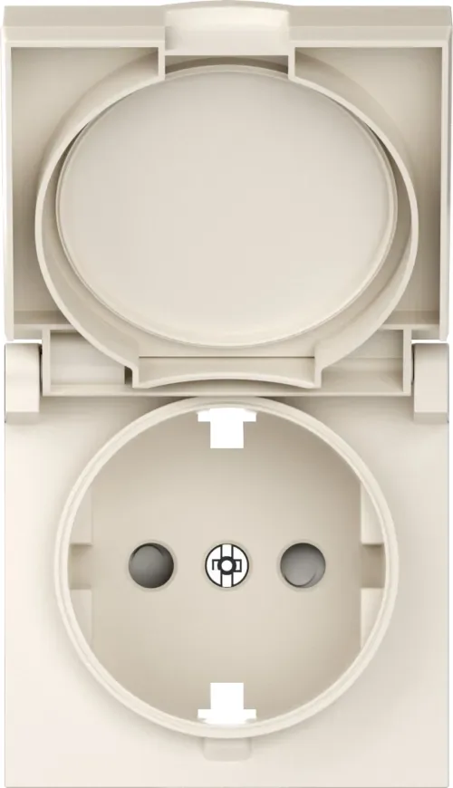 Накладка для розетки Schuko с заземлением, с крышкой, 16A 250 В~, матовый кремовый, серия A07