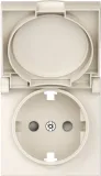 Накладка для розетки Schuko с заземлением, с крышкой, 16A 250 В~, матовый кремовый, серия A07