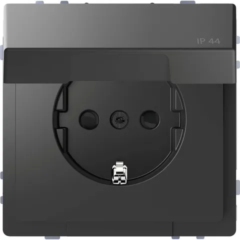 Розетка Schneider Electric D-Life, 16А с з/к и крышкой IP44, антрацит, SD