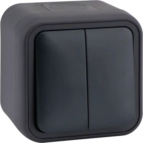 Переключатель 2-клавишный накладной, цвет антрацит, IP55, серия W55