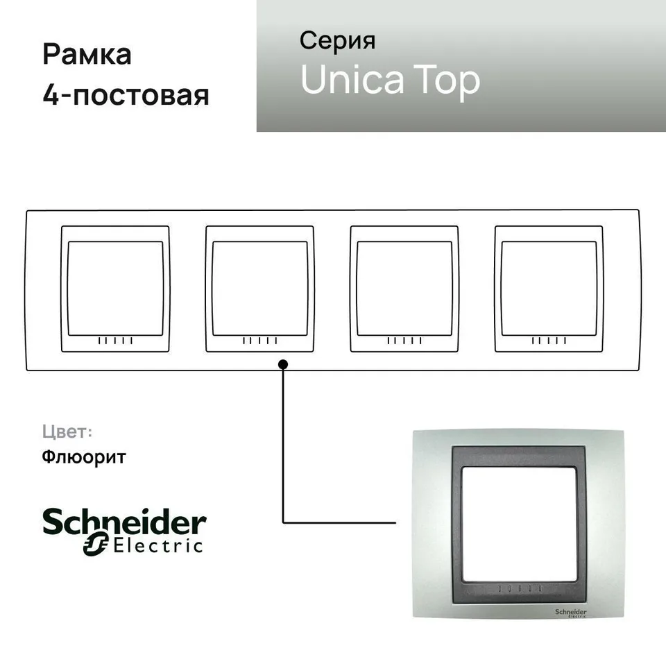 Рамка Schneider Electric Unica, Х4, флюорит/граф