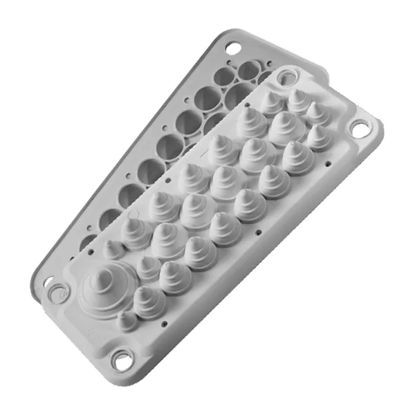 Панель кабельного ввода LMC25, 222x92(FL21)mm, кол-во вход. x диаметр в mm: 2x3.5_11; 5x10_14; 12x14_18; 5x14_22; 1x14_35, IP54, RAL7035