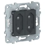 Розетка Schneider Electric Unica, NEW 2-модульная, без зазем., со шторк, винт. зажим, 10 А, антрацит