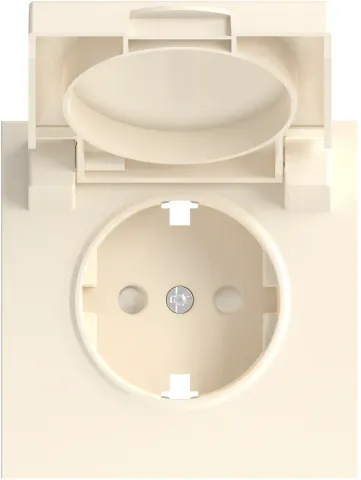 Накладка для розетки Schuko с заземлением, с крышкой, 16A 250 В~, глянцевый кремовый, серия S08