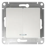 Выключатель Systeme Electric Glossa, 2-клавишный с подсветкой, схема 5а, 10АХ, механизм, белый