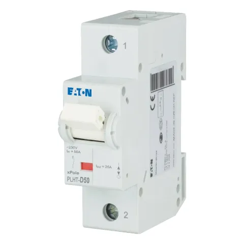 PLHT-D50/1, Автоматический выключатель PLHT, хар.D, 1-полюсный, Icn=25kA, In=50A