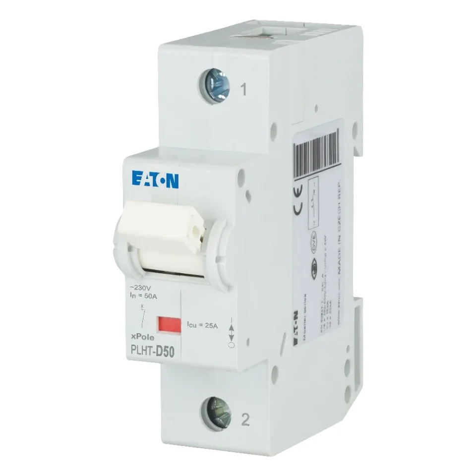 PLHT-D50/1, Автоматический выключатель PLHT, хар.D, 1-полюсный, Icn=25kA, In=50A