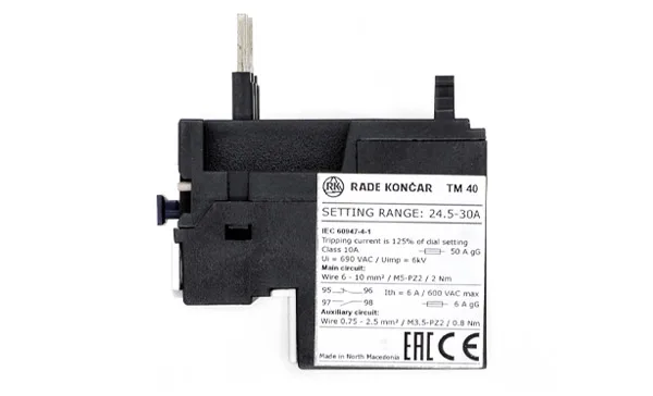 Реле тепловой перегрузки TM 40 - 30A, It=24.5_30A, 1NO+1NC, CLASS 10A, в комплекте с расширительной клеммой, прямой монтаж для CNN 9_40