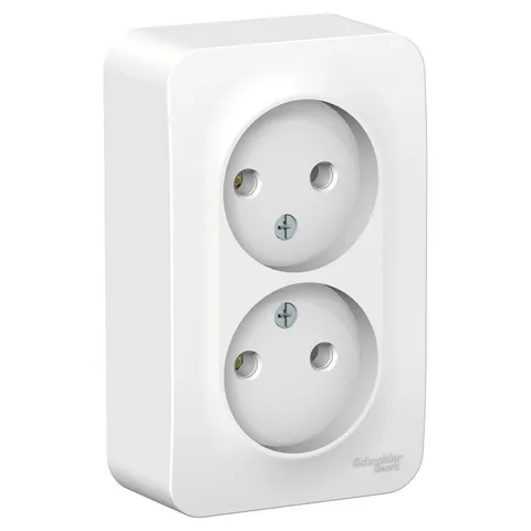 Розетка Systeme Electric Blanca, открытой установки двойная без заземления без шторок, 16А, 250В, белый