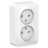 Розетка Systeme Electric Blanca, открытой установки двойная без заземления без шторок, 16А, 250В, белый