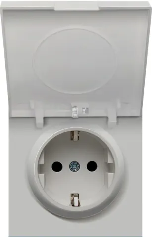 Накладка для розетки Schuko с крышкой, 16A 250 В~, матовый серый, серия R98