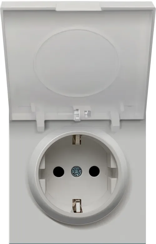 Накладка для розетки Schuko с крышкой, 16A 250 В~, матовый серый, серия R98