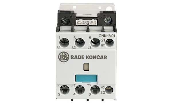 Контактор CNN 18 01 220/230V 50Hz, 3P, 18A/(30A по AC-1), 7.5kW(400VAC), 220/230VAC, 1NC
