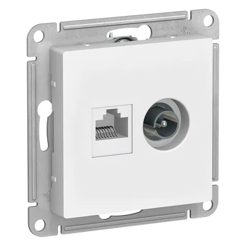Компьютерная розетка Systeme Electric AtlasDesign, двойная ТВ + RJ45, кат. 5Е, белый