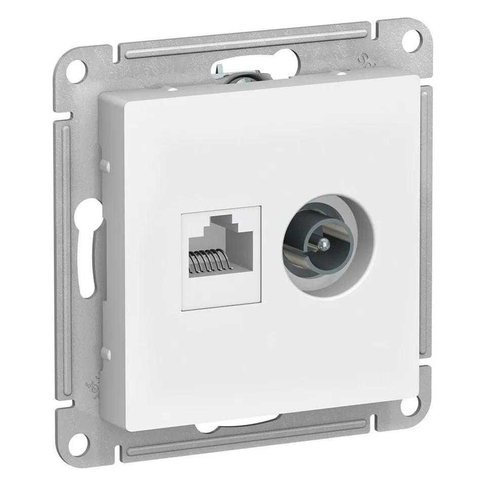 Компьютерная розетка Systeme Electric AtlasDesign, двойная ТВ + RJ45, кат. 5Е, белый