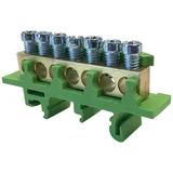 Клеммник Morek для заземления PE7 7x1,5_16mm² Cu, 63A, 690V, зеленый, на DIN-рейку
