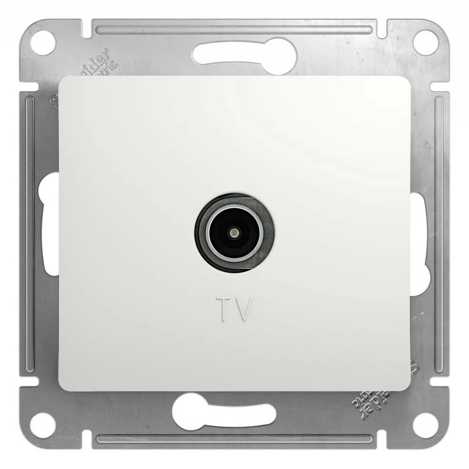 ТВ розетка Systeme Electric Glossa, TV антенна коннектор, механизм, белый