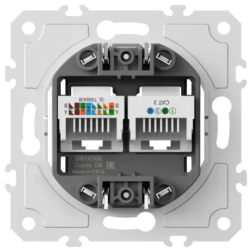 Механизм розетки RJ11 + RJ45 (двойная) cat.3/5e/ClassE-4/8, серия DB
