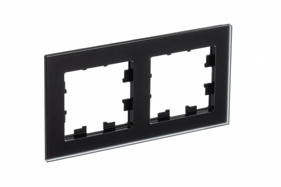 Рамка Systeme Electric AtlasDesign, 2-постовая, матовое стекло черный
