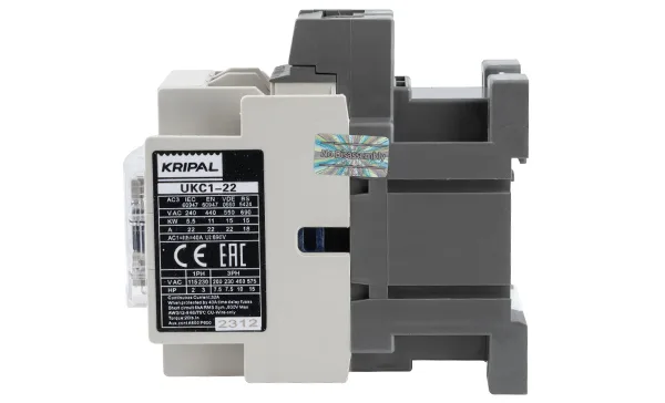 Контактор UKC1-22-11-230AC, 3P, 22A(AC-3), 40A(AC-1), 11kW(400VAC), Uк=230VAC, 1NO+1NC