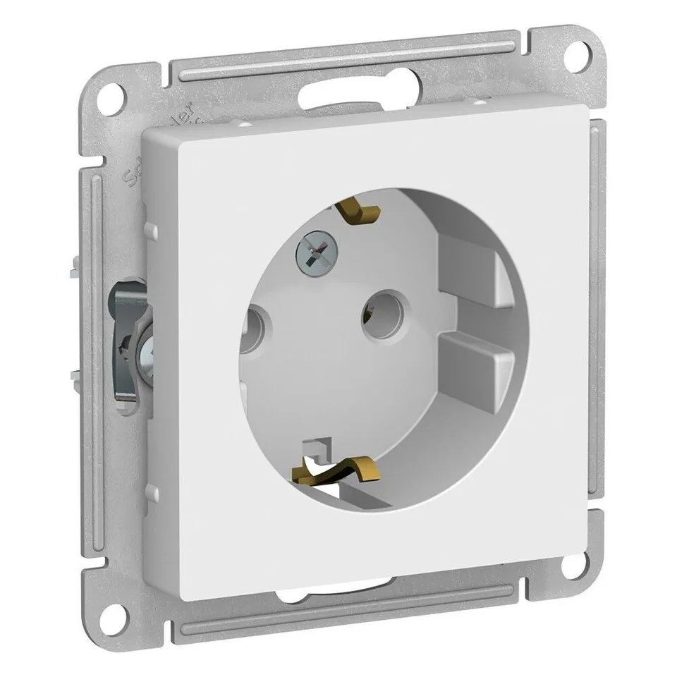 Розетка Systeme Electric AtlasDesign, с заземлением, 16А, механизм, белый