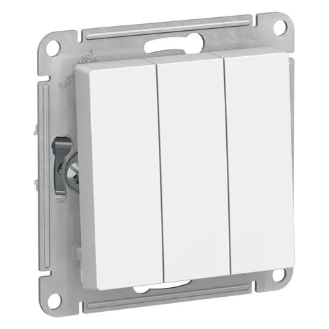 Выключатель Systeme Electric AtlasDesign, 3-клавишный, схема 1+1+1, 10АХ, механизм, белый