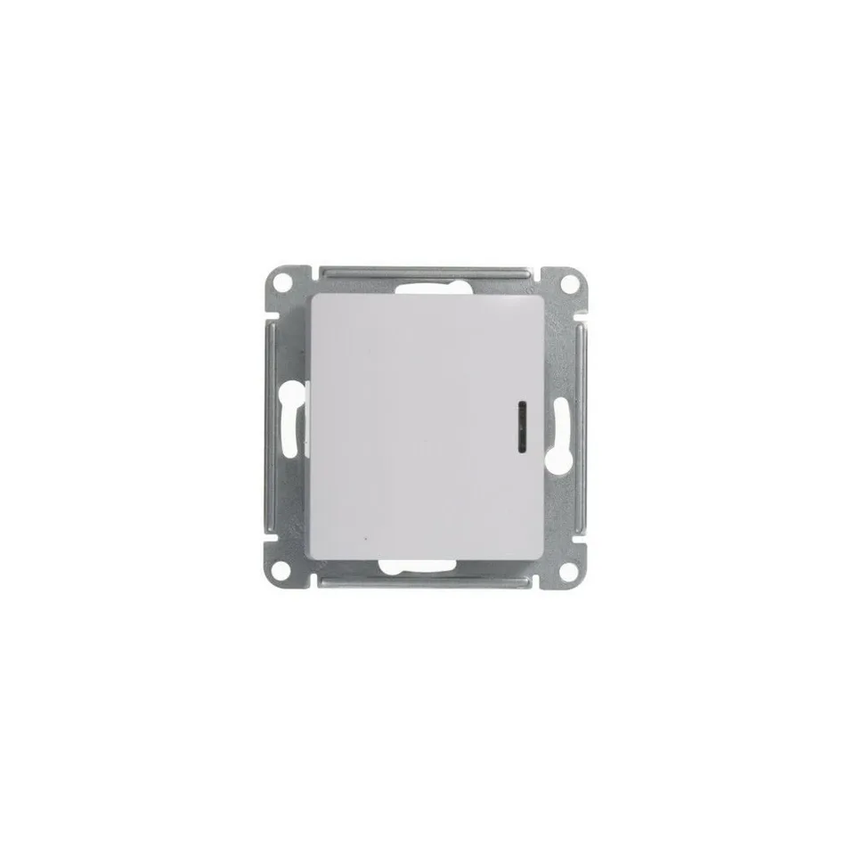 Выключатель Systeme Electric Glossa, 1-клавишный переключатель с подсветкой, схема 6а, 10АХ, механизм, белый